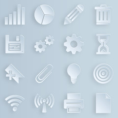 Papierowe ikony, biznes, sklep, e-commerce - kolekcja © Vermicule design