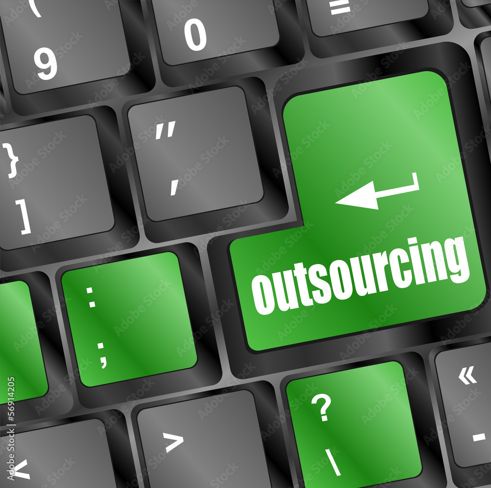 Poster outsourcing button on computer keyboard key