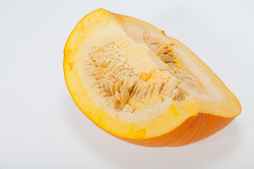 Fresh orange pumpkin isolated on white background