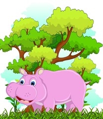 hippo with forest background