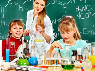 Children in chemistry class.