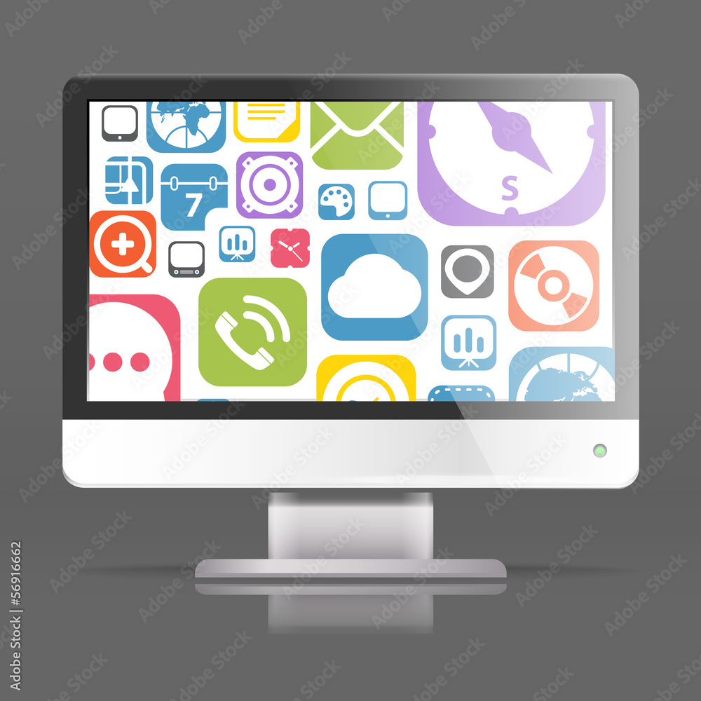 Poster Modern lcd monitor with icon interface
