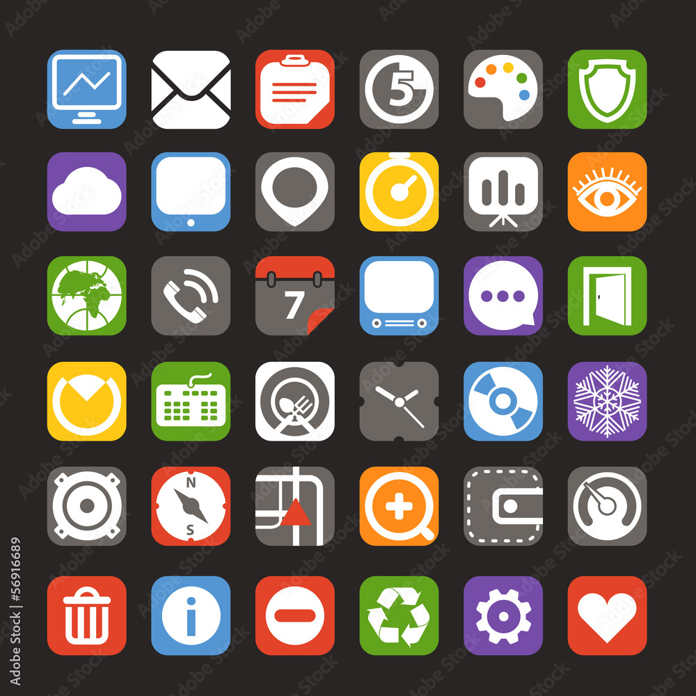 Poster web color interface icons collection