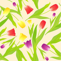 Obraz premium Tulips. Seamless vector background.