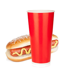 Fast food drink and hot dog
