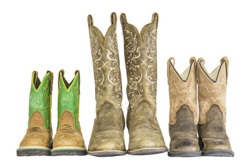 Three Pairs of Cowboy Western Boots