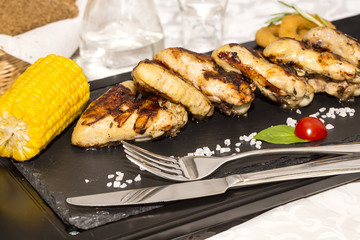 chicken wings are grilled Vegetable