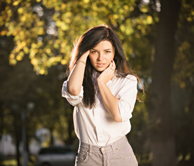 summer fashion portrait of young beautiful stylish girl posing o