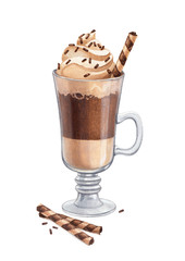 Cup of Coffee Latte. Watercolor illustration