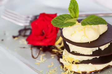 chocolate dessert with lemon