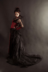Fashion Gothic Style Model Girl Portrait