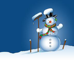 Schneemann mit Besen