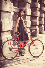 Fototapeta premium bicycle and a girl