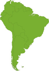 Fototapeta na wymiar Green South America map