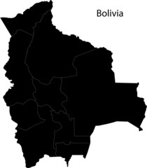 Black Bolivia map