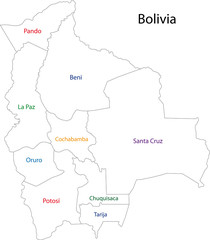 Contour Bolivia map
