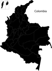 Black Colombia map