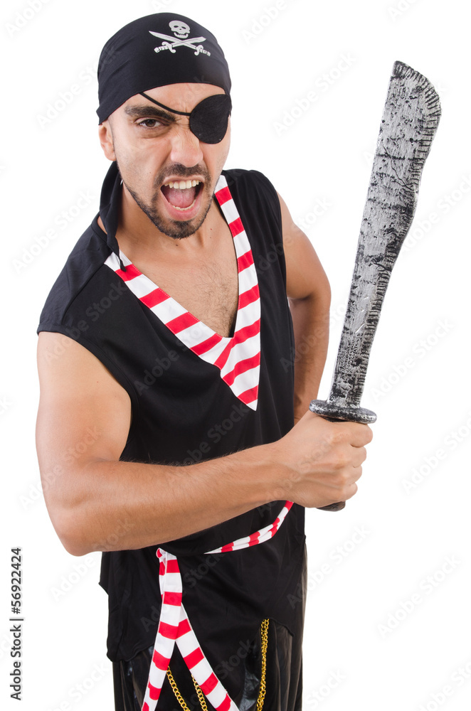 Wall mural Man in pirate costume in halloween concept