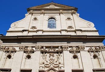 Baroque church facade in Avignon town, Provence, France