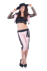 Woman toreador isolated on the white