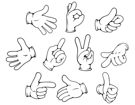 Cartoon hand gestures set