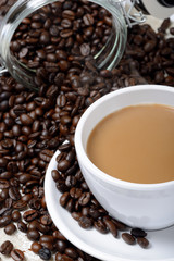 Coffee cup and beans