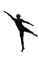 silhouette of male dancer isolated on white
