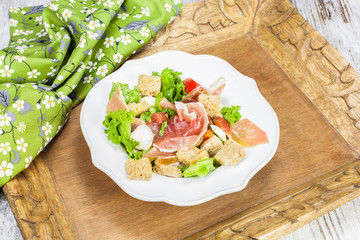 Prosciutto salad . Viewed from above