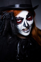 Fototapeta na wymiar Woman satana in halloween concept