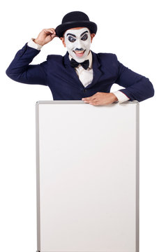 Funny man with blank board