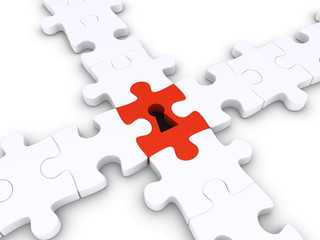 Fototapeta premium Special puzzle piece joins others