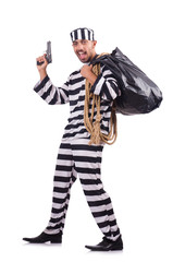 Prisoner with gun isolated on white