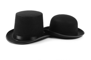 Black tophat top hat isolated on the white