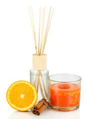 Aromatic sticks for home with fruity odor isolated on white