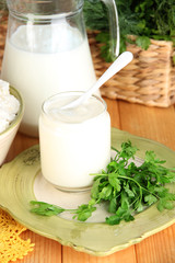 Fresh dairy products with greens