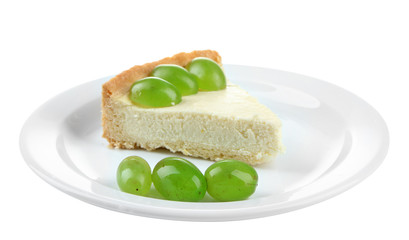 Slice of cheesecake with grape berries