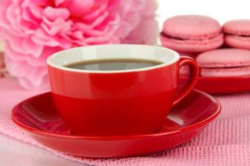 Coffee and macaroons close-up