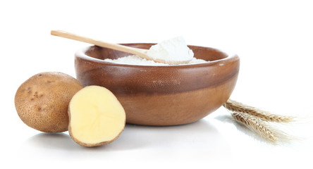 Starch in bowl isolated on white