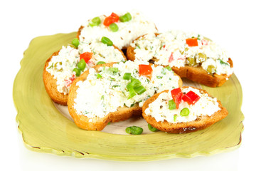 Sandwiches with cottage cheese and greens