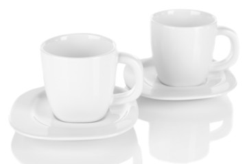 White cups isolated on white