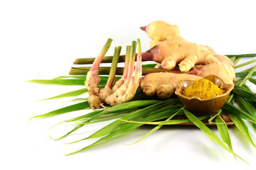 Ginger powdered on white