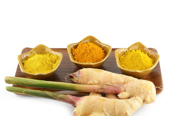 Ginger powdered on white