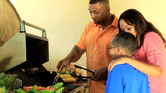 Healthy Family Outdoor Barbeque Eating 