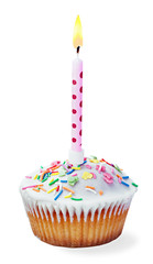 cupcake with a birthday candle
