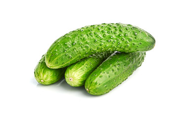 green cucumbers  isolated on white background