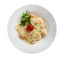 Farfalle pasta with salmon