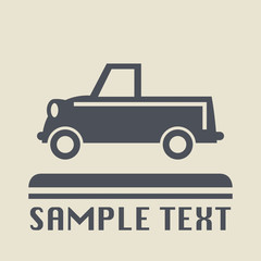 Vintage car icon or sign, vector illustration