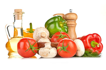 Fresh vegetables and mushrooms