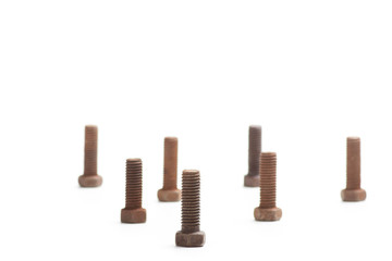 the old bolts, isolated on white