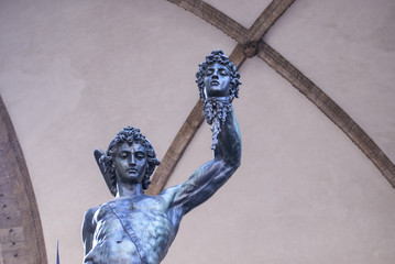 Sculpture of Perseus with the head of Medusa.
